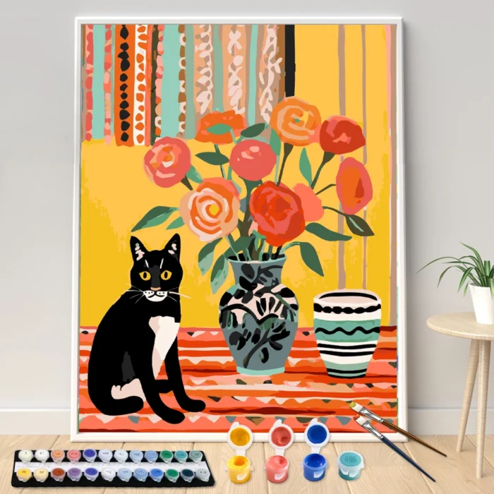 Cat next to the vase